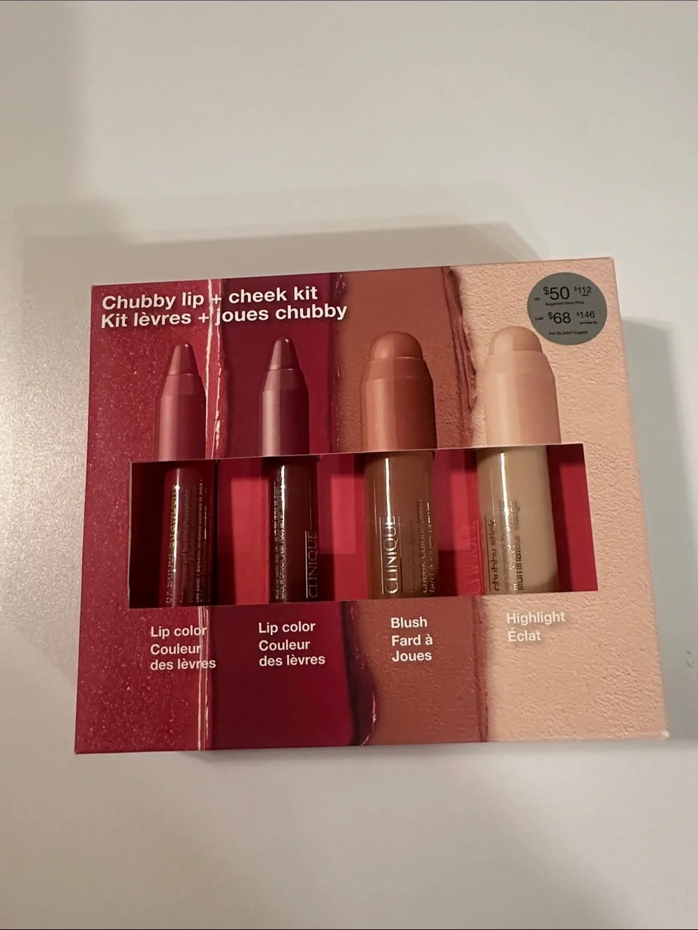 Clinique Chubby Lip + Cheek Kit — Rose, Mauve, Peach, Champagne